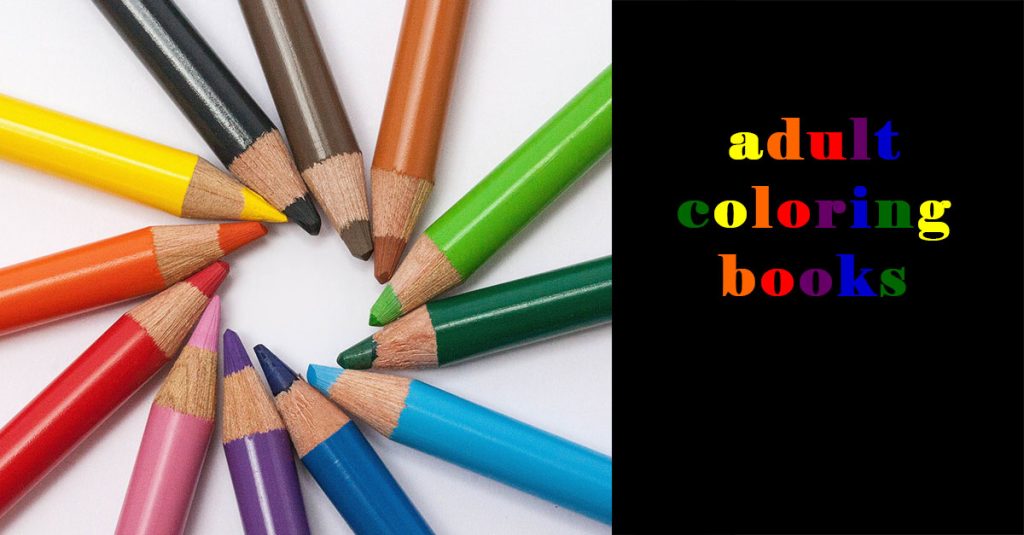 Benefits of adult coloring books. A circle of colored art pencils.