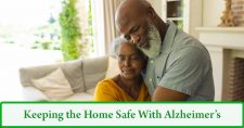 Making a Home Safe for Alzheimer’s Patients. Picture of a black male and female embraced in a hug in their living room.